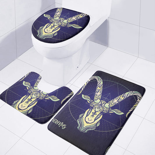 Astrological Capricorn Sign Print 3 Piece Bath Mat Set