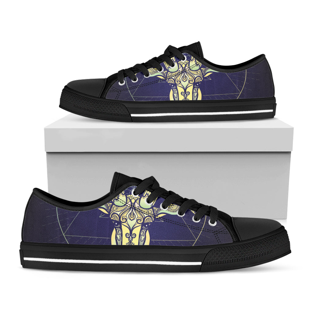 Astrological Capricorn Sign Print Black Low Top Shoes 