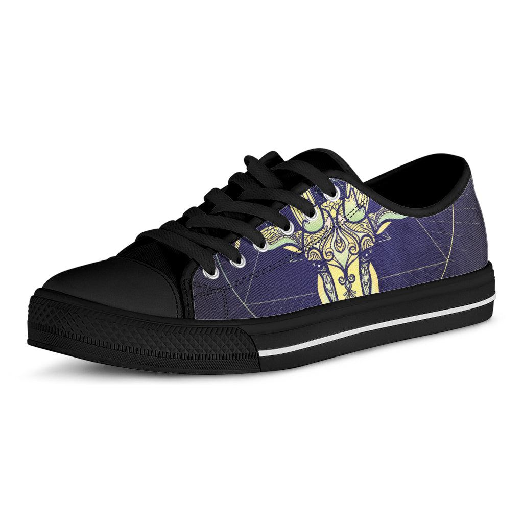 Astrological Capricorn Sign Print Black Low Top Shoes 