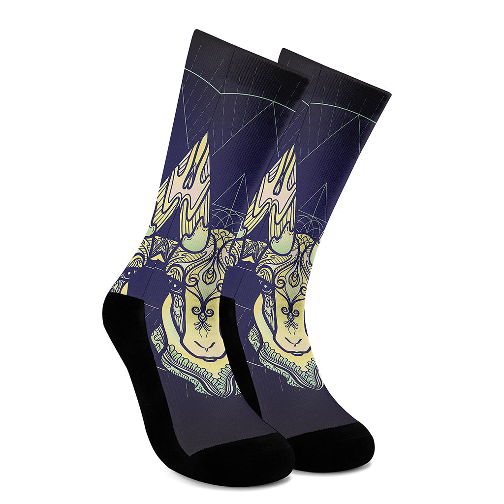 Astrological Capricorn Sign Print Crew Socks