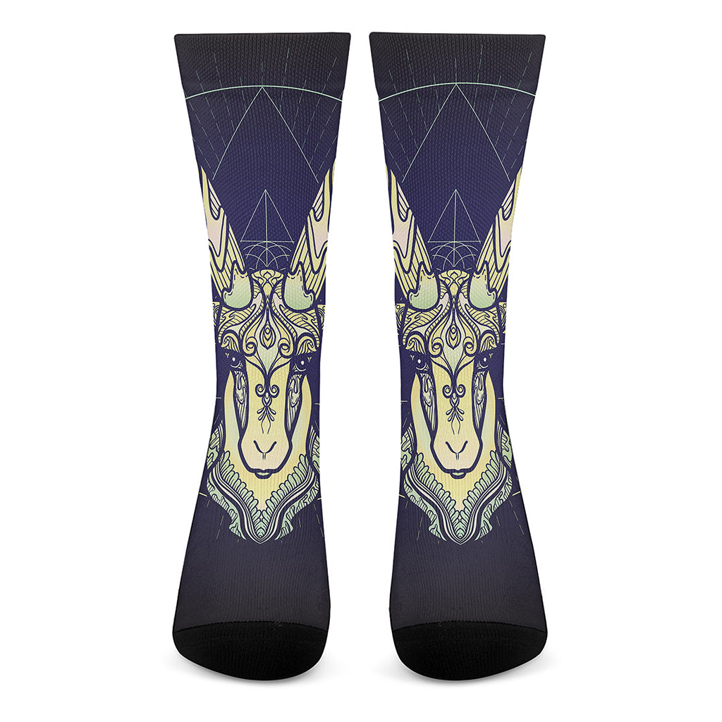 Astrological Capricorn Sign Print Crew Socks