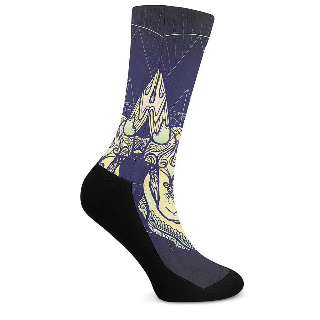 Astrological Capricorn Sign Print Crew Socks