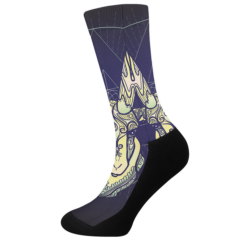 Astrological Capricorn Sign Print Crew Socks