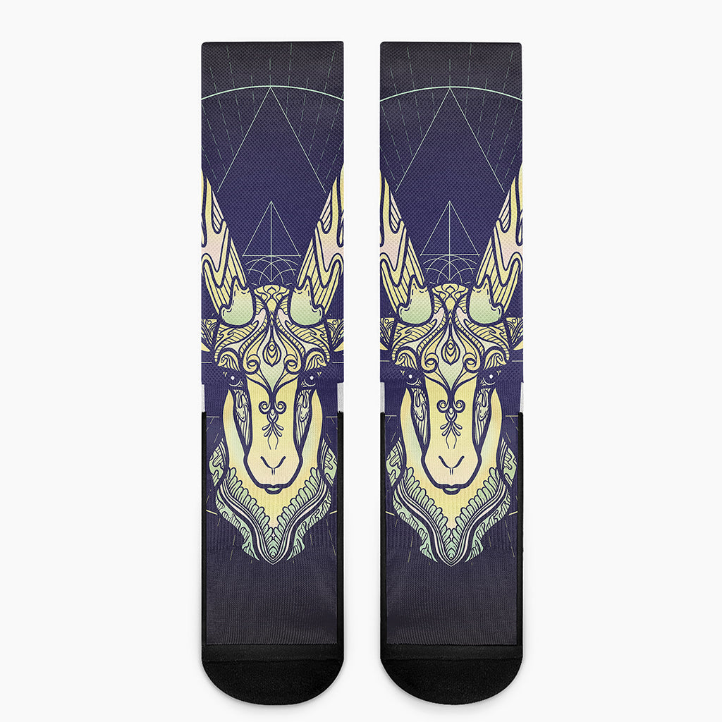 Astrological Capricorn Sign Print Crew Socks