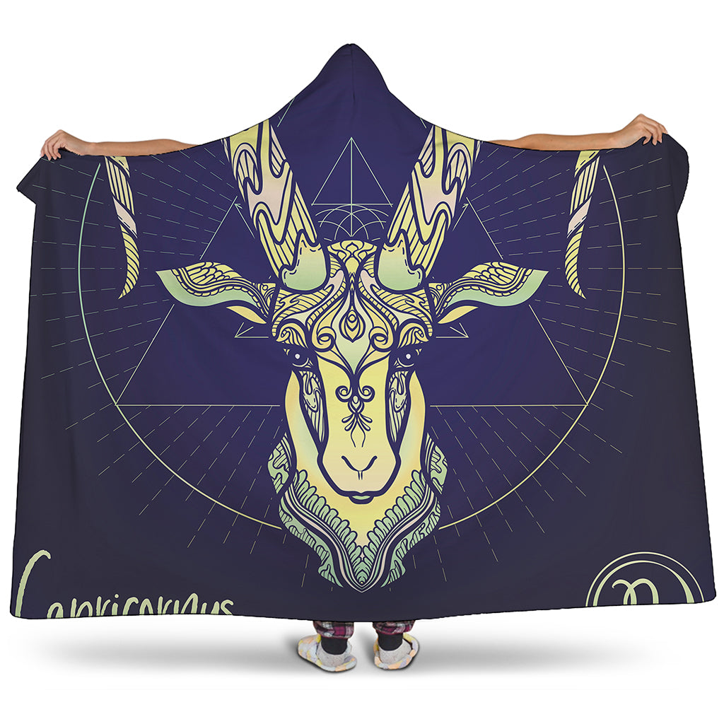 Astrological Capricorn Sign Print Hooded Blanket