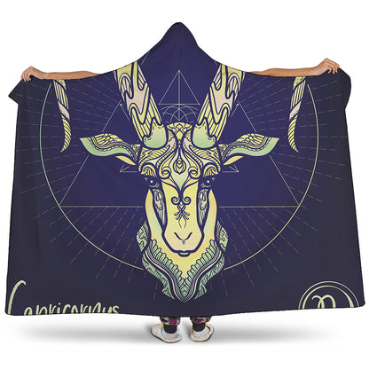 Astrological Capricorn Sign Print Hooded Blanket