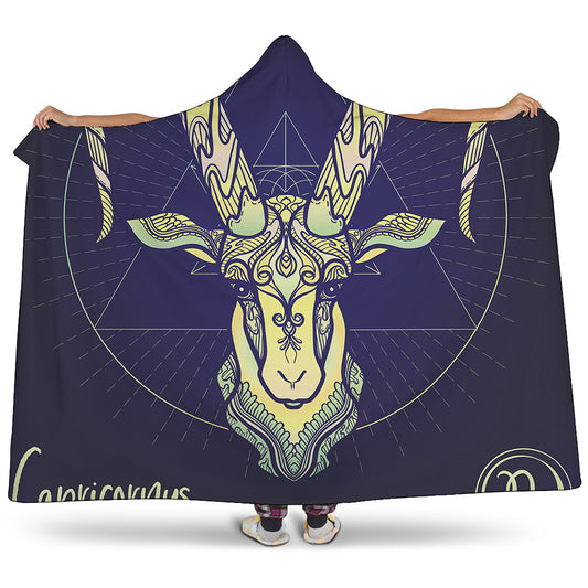 Astrological Capricorn Sign Print Hooded Blanket