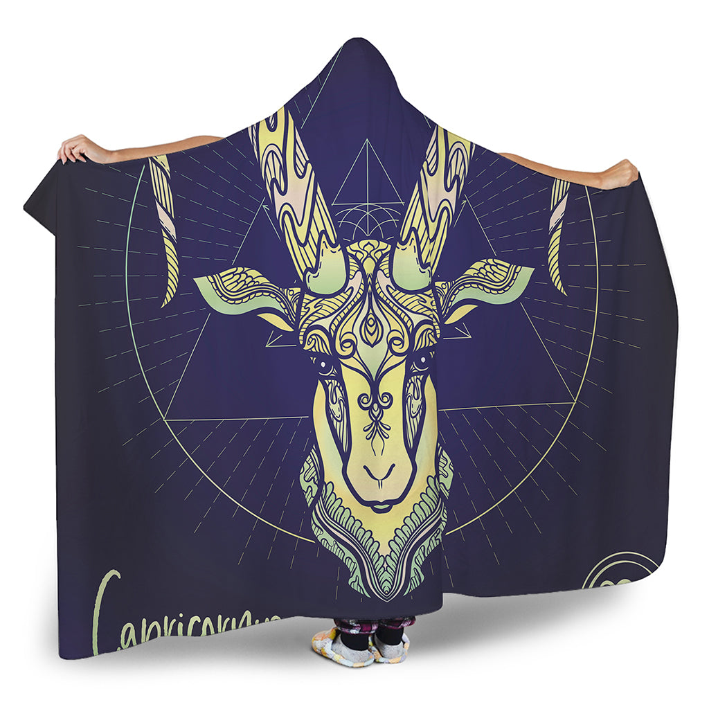 Astrological Capricorn Sign Print Hooded Blanket