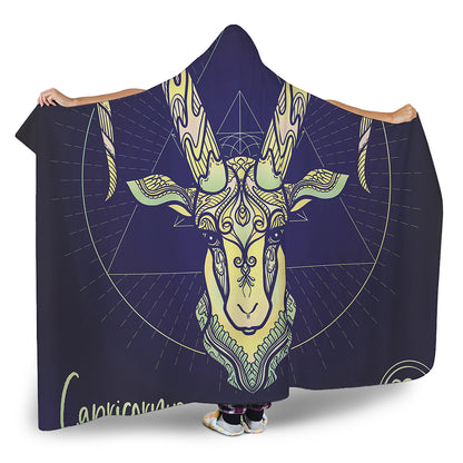Astrological Capricorn Sign Print Hooded Blanket