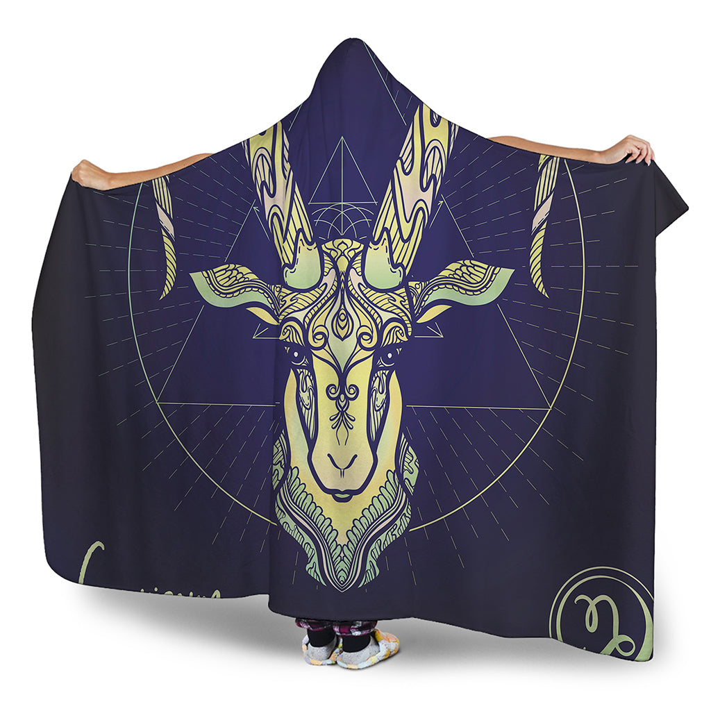 Astrological Capricorn Sign Print Hooded Blanket