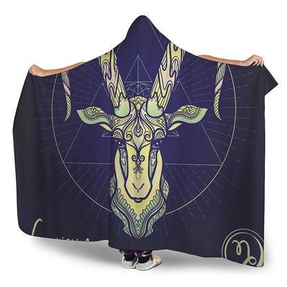 Astrological Capricorn Sign Print Hooded Blanket