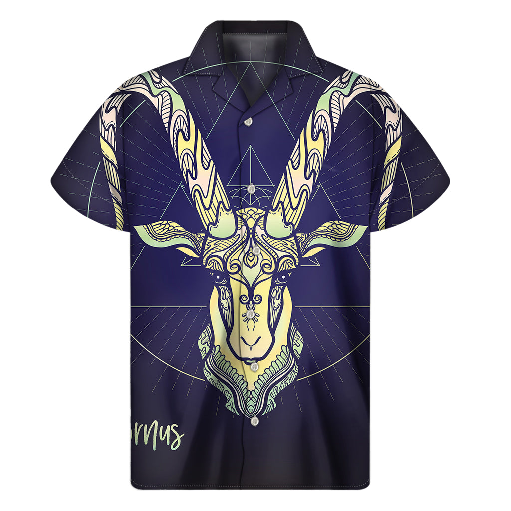 Astrological Capricorn Sign Print Men's Short Sleeve Shirt