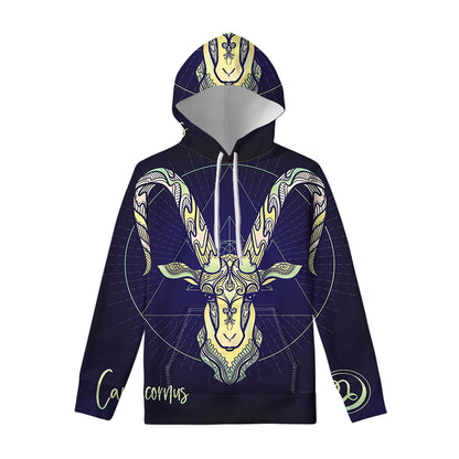 Astrological Capricorn Sign Print Pullover Hoodie
