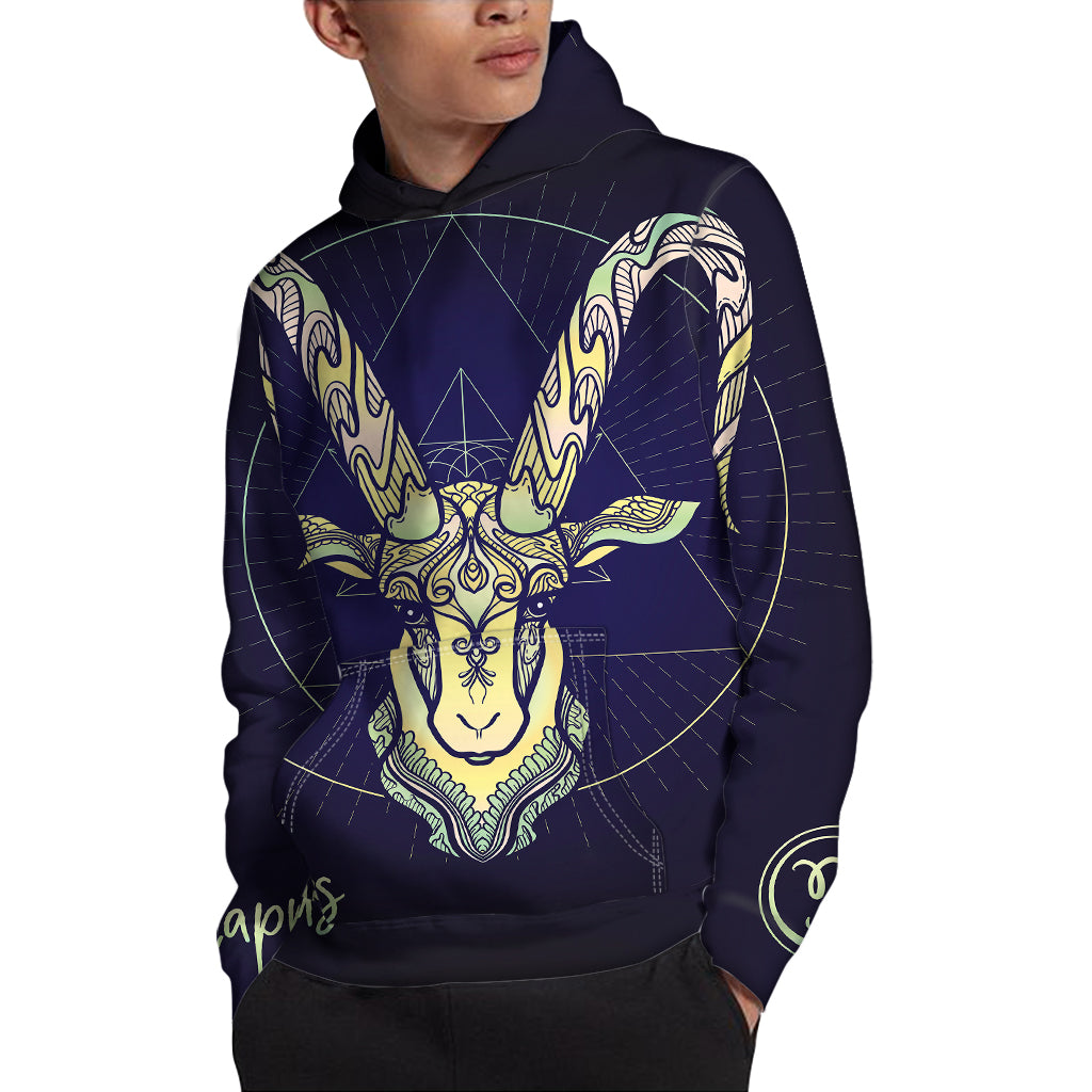 Astrological Capricorn Sign Print Pullover Hoodie