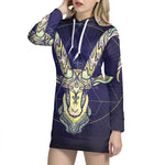 Astrological Capricorn Sign Print Pullover Hoodie Dress