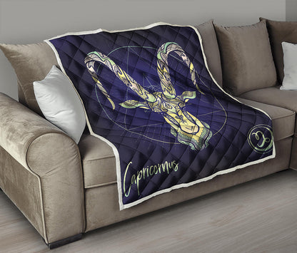 Astrological Capricorn Sign Print Quilt
