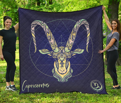 Astrological Capricorn Sign Print Quilt