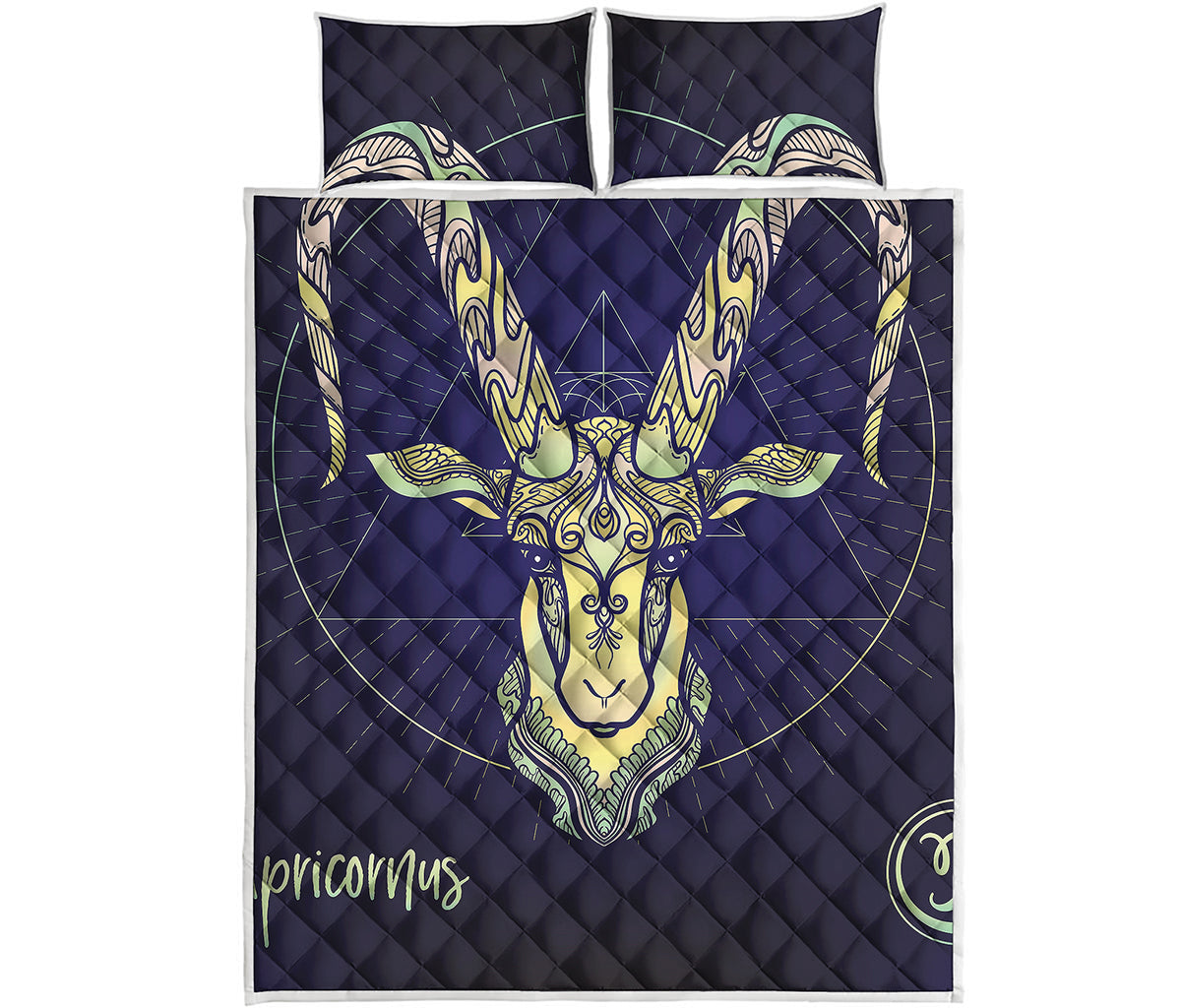 Astrological Capricorn Sign Print Quilt Bed Set