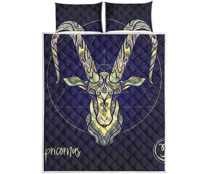 Astrological Capricorn Sign Print Quilt Bed Set
