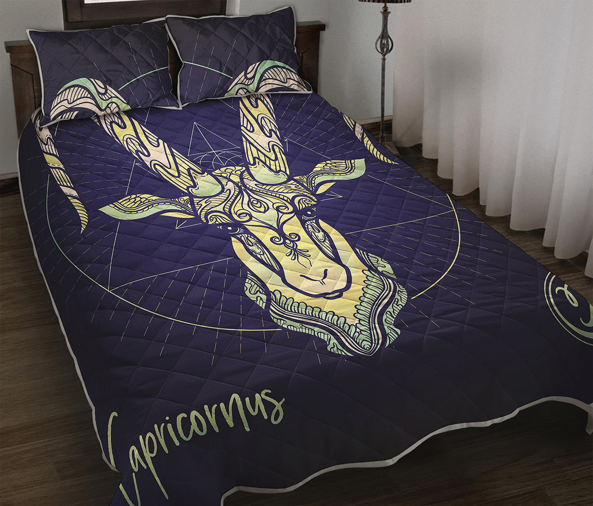 Astrological Capricorn Sign Print Quilt Bed Set