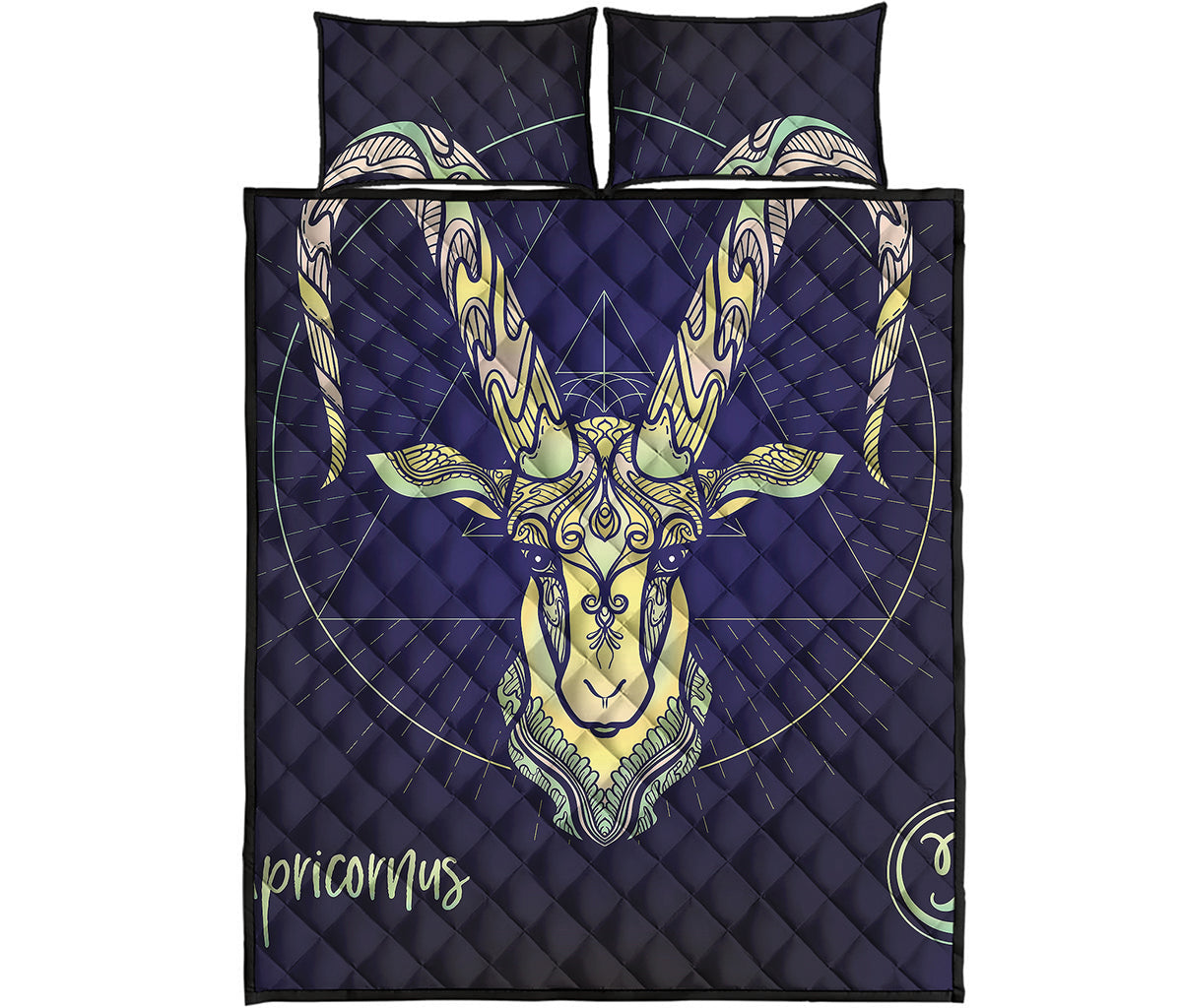 Astrological Capricorn Sign Print Quilt Bed Set