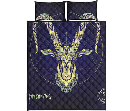 Astrological Capricorn Sign Print Quilt Bed Set