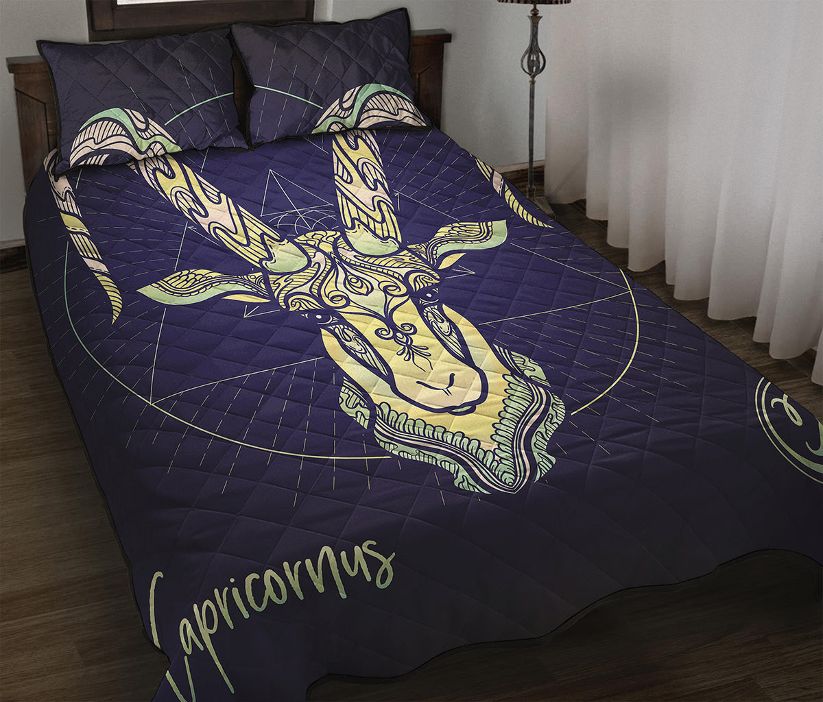 Astrological Capricorn Sign Print Quilt Bed Set