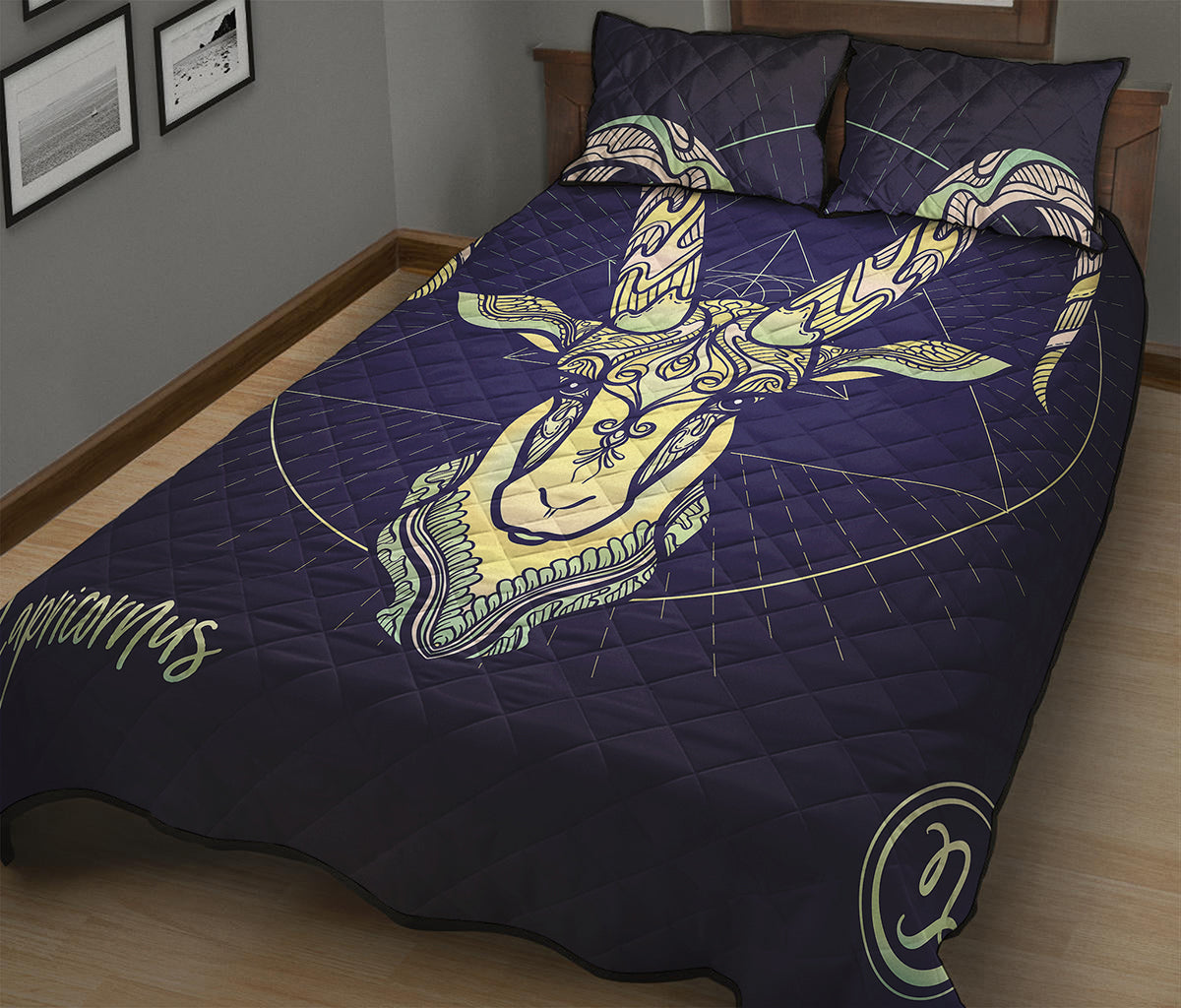 Astrological Capricorn Sign Print Quilt Bed Set