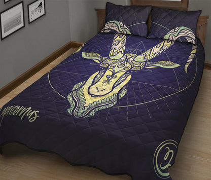 Astrological Capricorn Sign Print Quilt Bed Set