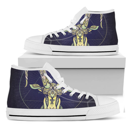 Astrological Capricorn Sign Print White High Top Shoes
