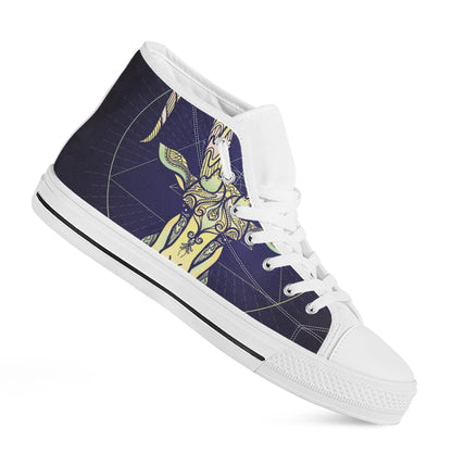 Astrological Capricorn Sign Print White High Top Shoes
