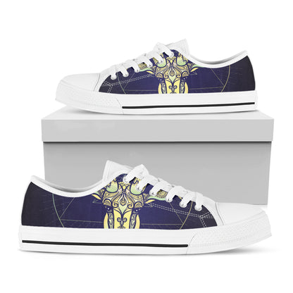 Astrological Capricorn Sign Print White Low Top Shoes
