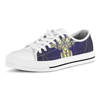 Astrological Capricorn Sign Print White Low Top Shoes