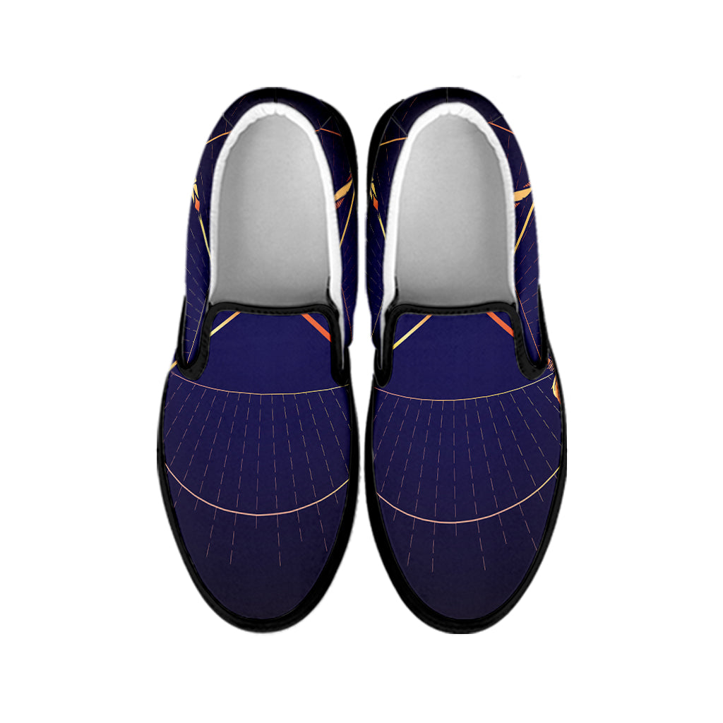 Astrological Sagittarius Sign Print Black Slip On Shoes