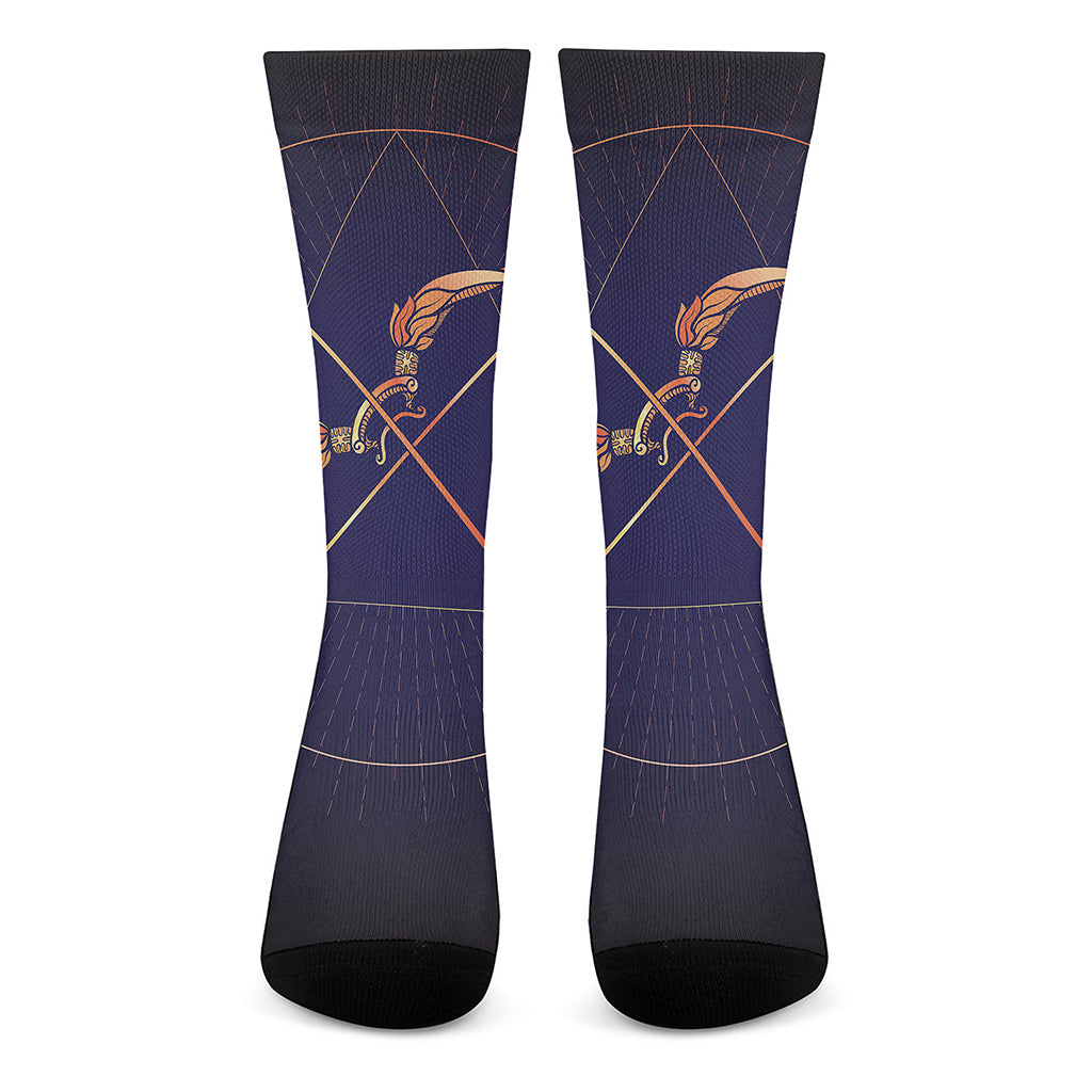 Astrological Sagittarius Sign Print Crew Socks