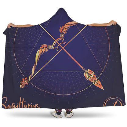 Astrological Sagittarius Sign Print Hooded Blanket