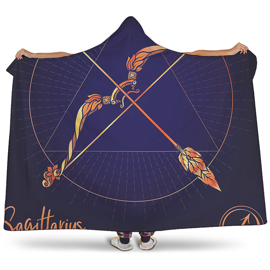 Astrological Sagittarius Sign Print Hooded Blanket