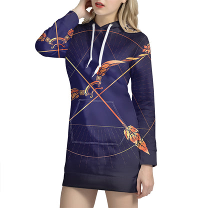 Astrological Sagittarius Sign Print Pullover Hoodie Dress
