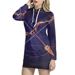Astrological Sagittarius Sign Print Pullover Hoodie Dress