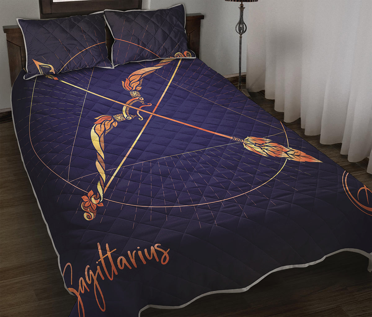 Astrological Sagittarius Sign Print Quilt Bed Set