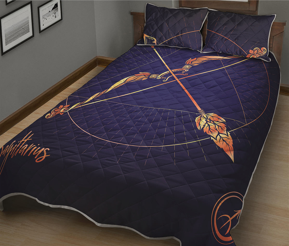 Astrological Sagittarius Sign Print Quilt Bed Set