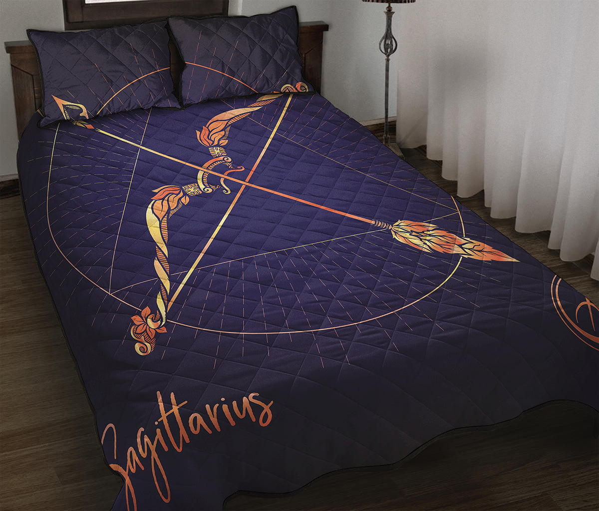 Astrological Sagittarius Sign Print Quilt Bed Set
