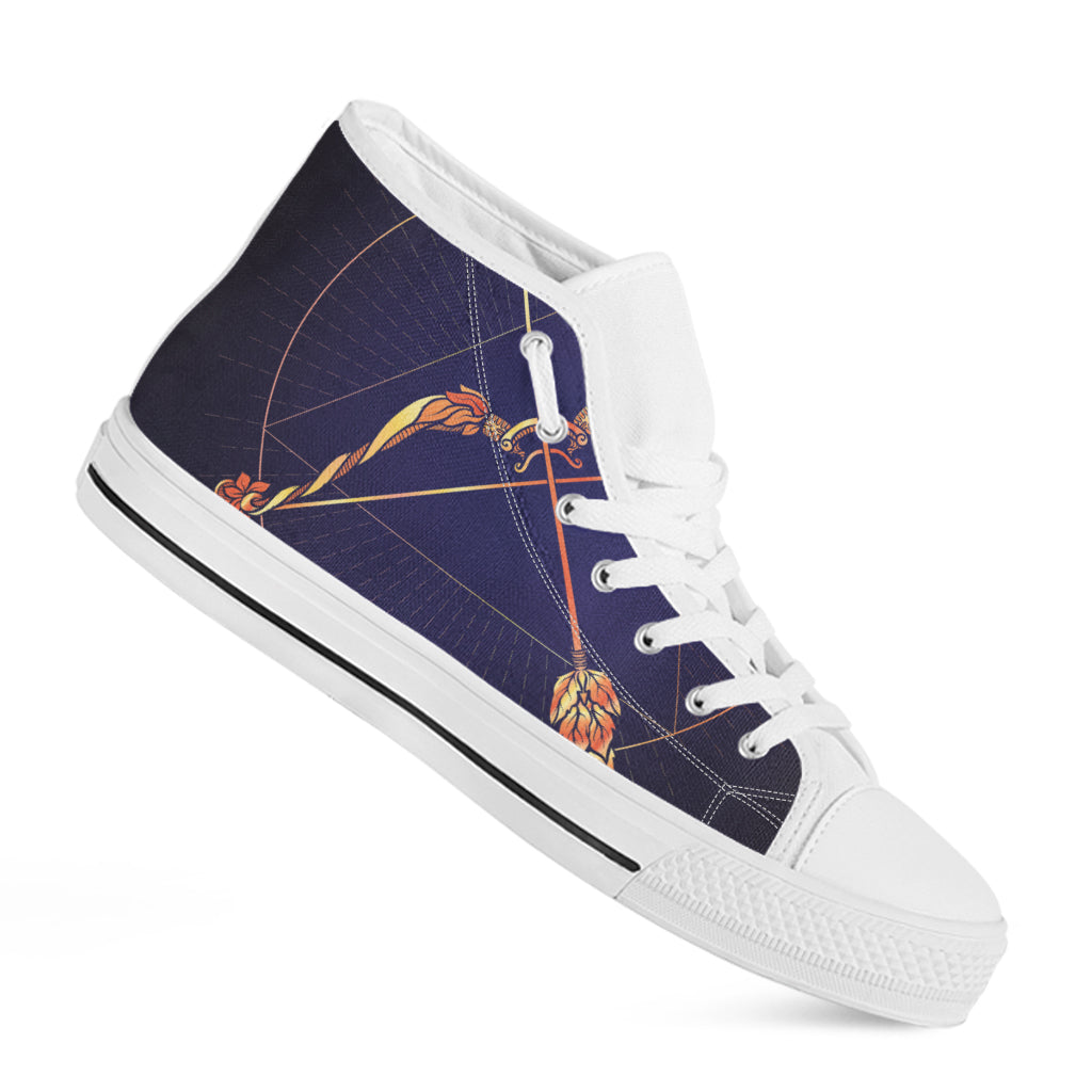 Astrological Sagittarius Sign Print White High Top Shoes
