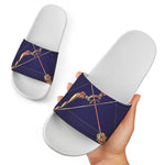 Astrological Sagittarius Sign Print White Slide Sandals