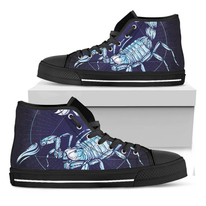 Astrological Scorpio Sign Print Black High Top Shoes