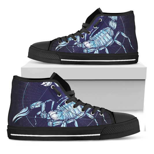 Astrological Scorpio Sign Print Black High Top Shoes