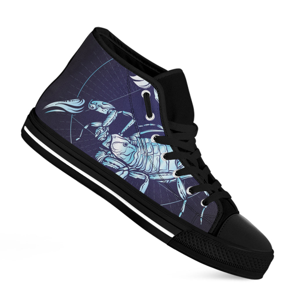 Astrological Scorpio Sign Print Black High Top Shoes