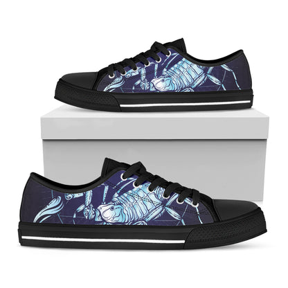 Astrological Scorpio Sign Print Black Low Top Shoes 