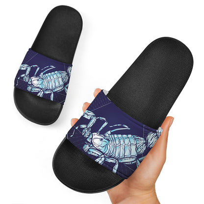 Astrological Scorpio Sign Print Black Slide Sandals