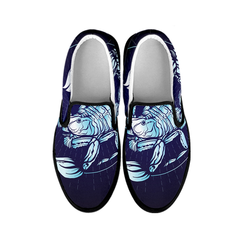 Astrological Scorpio Sign Print Black Slip On Shoes
